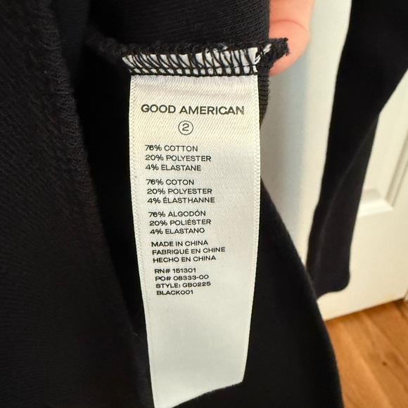 Good American Bodysuit Black Micro Rib Snap Button Long Sleeve - Picture 6 of 9